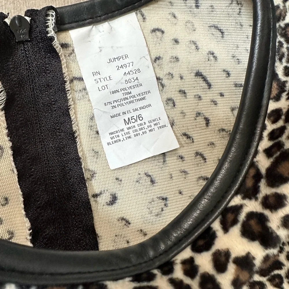 Vintage 90s Prana Girls Leopard Print Jumper Dress Size 5/6